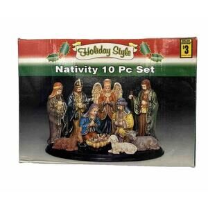 Dollar General Christmas Nativity 10 Piece Set Holiday Style Vintage Rare
